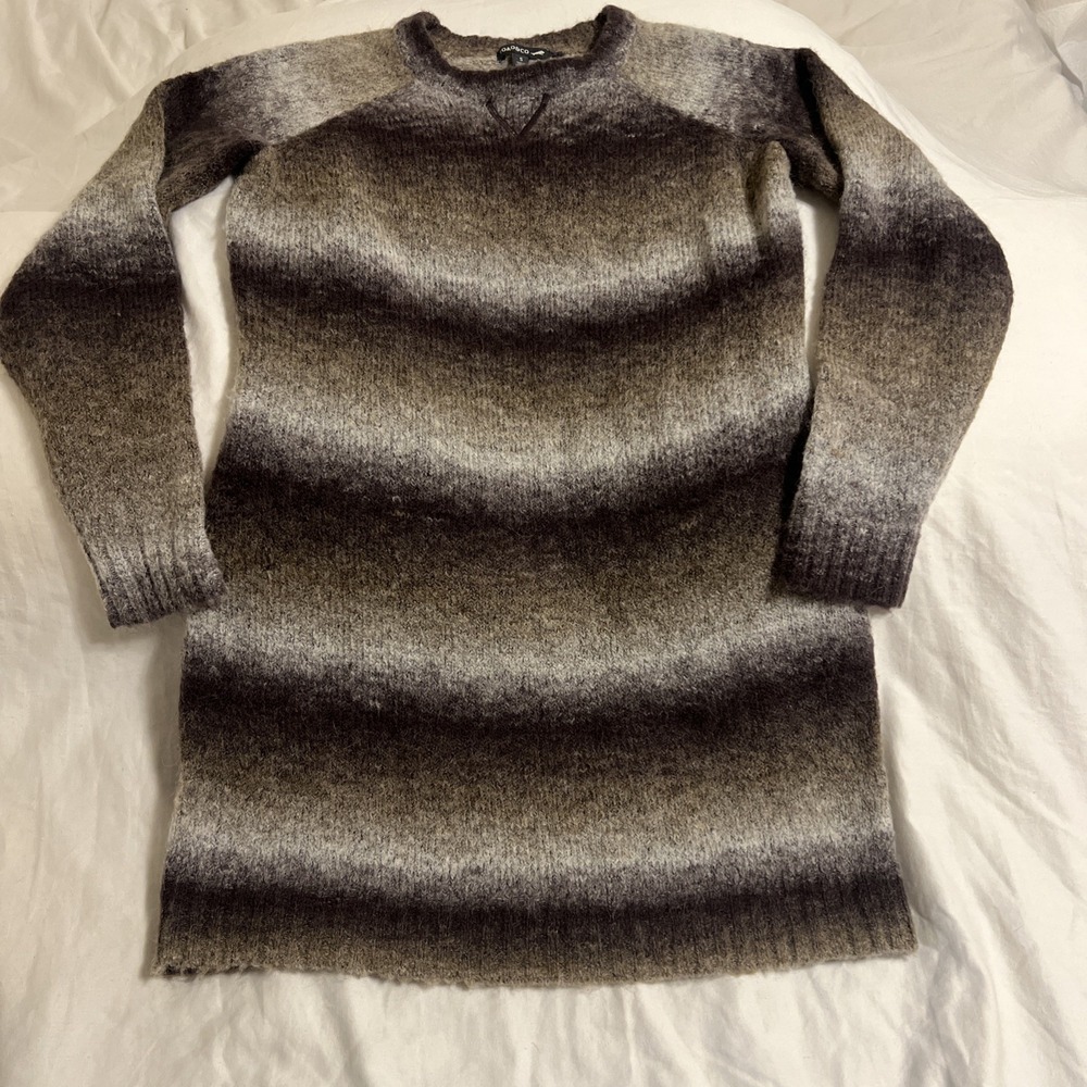 Toad & Co Heartfelt Wool Alpaca Toddy Crew Sweater Dress Brown Grey Ombre Small